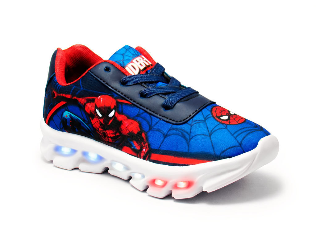 Tênis LED Infantil Homem Aranha Marinho