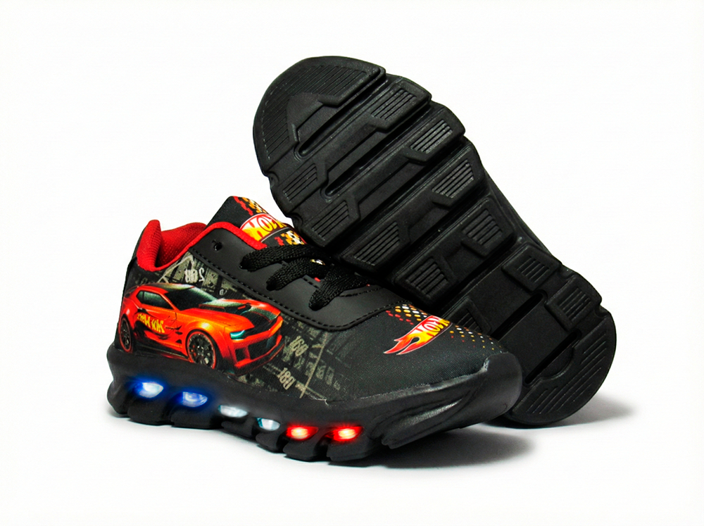 Tênis LED Infantil Hotwheels