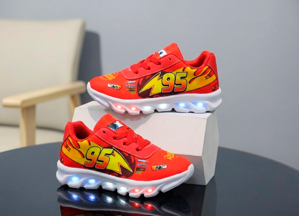 Tênis LED Infantil Carros