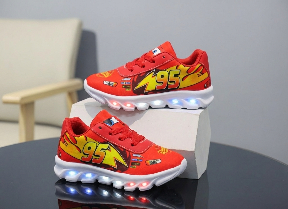 Tênis LED Infantil Carros