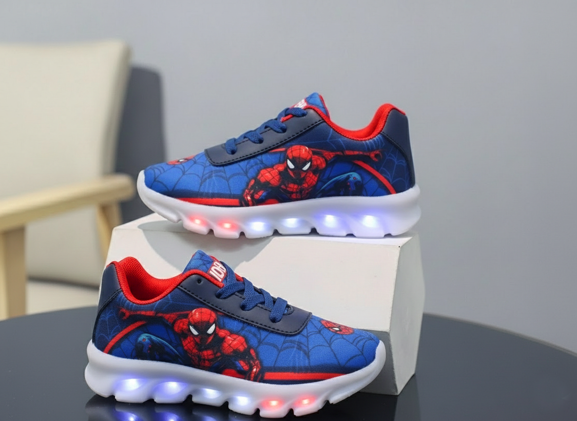 Tênis LED Infantil Homem Aranha Marinho